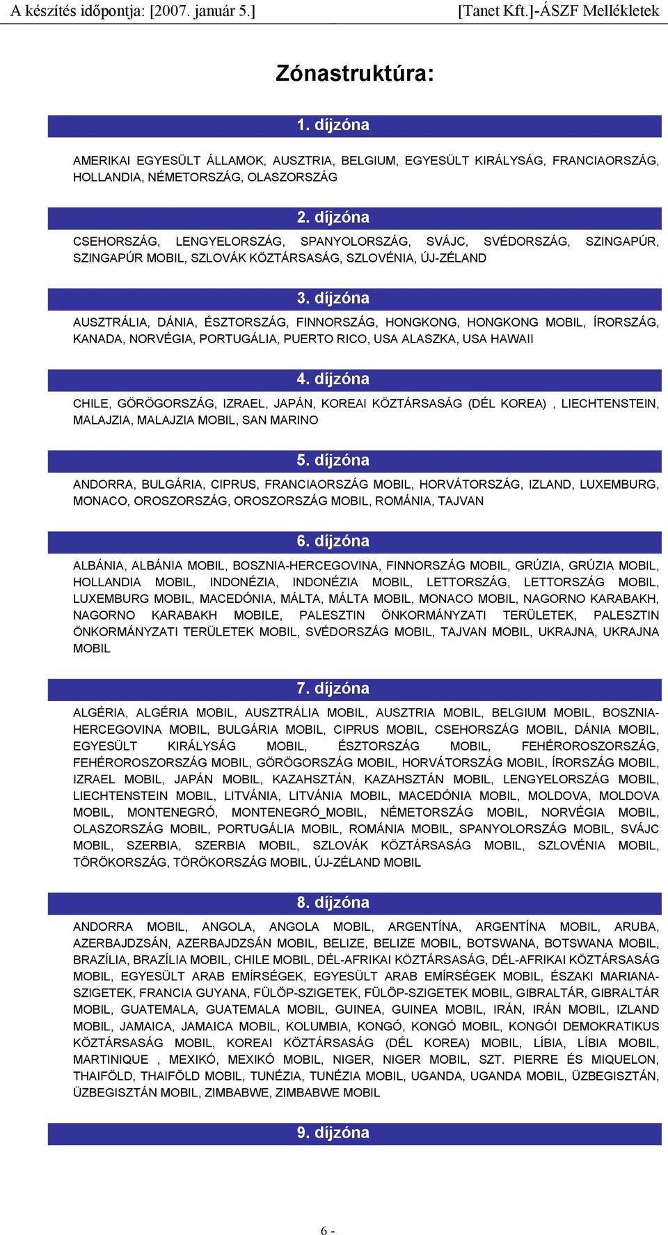 díjzóna AUSZTRÁLIA, DÁNIA, ÉSZTORSZÁG, FINNORSZÁG, HONGKONG, HONGKONG MOBIL, ÍRORSZÁG, KANADA, NORVÉGIA, PORTUGÁLIA, PUERTO RICO, USA ALASZKA, USA HAWAII 4.