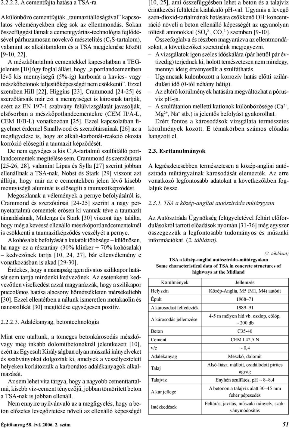 A mészkőtartalmú cementekkel kapcsolatban a TEGjelentés [10] úgy foglal állást, hogy a portlandcementben lévő kis mennyiségű (5%-ig) karbonát a kavics- vagy mészkőbetonok teljesítőképességét nem