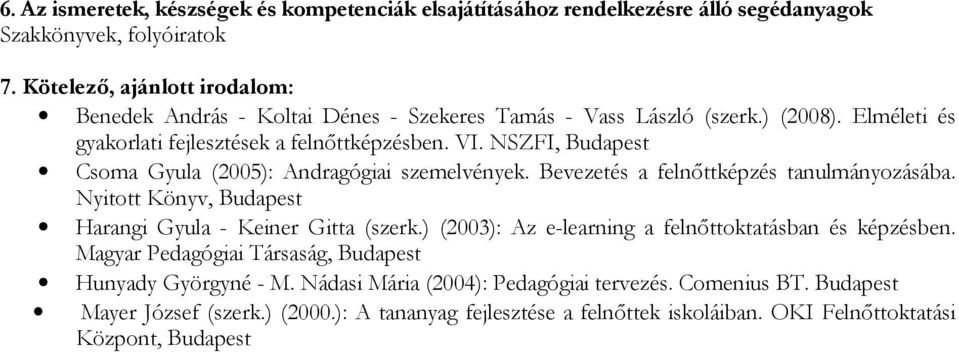 Bevezetés a felnőttképzés tanulmányozásába. Nyitott Könyv, Budapest Harangi Gyula - Keiner Gitta (szerk.