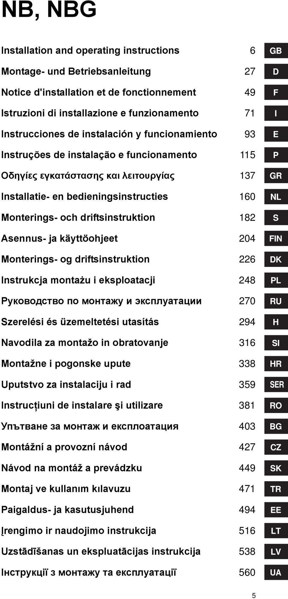 Asennus- ja käyttöohjeet Monterings- og driftsinstruktion Instrukcja montażu i eksploatacji Руководство по монтажу и эксплуатации 7 Szerelési és üzemeltetési utasítás 9 Navodila za montažo in