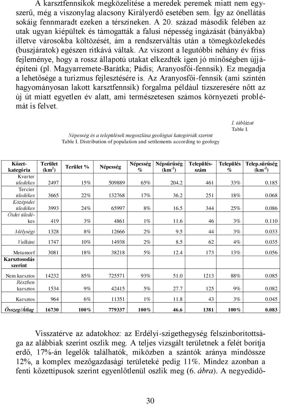 ritkává váltak. Az viszont a legutóbbi néhány év friss fejleménye, hogy a rossz állapotú utakat elkezdték igen jó minőségben újjáépíteni (pl. Magyarremete-Barátka; Pádis; Aranyosfői-fennsík).