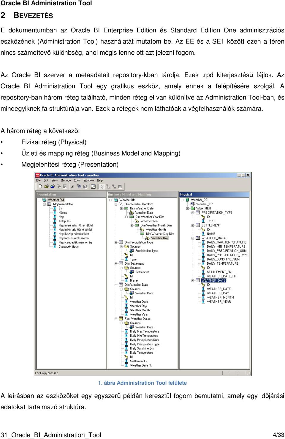 Az Oracle BI Administration Tool egy grafikus eszköz, amely ennek a felépítésére szolgál.