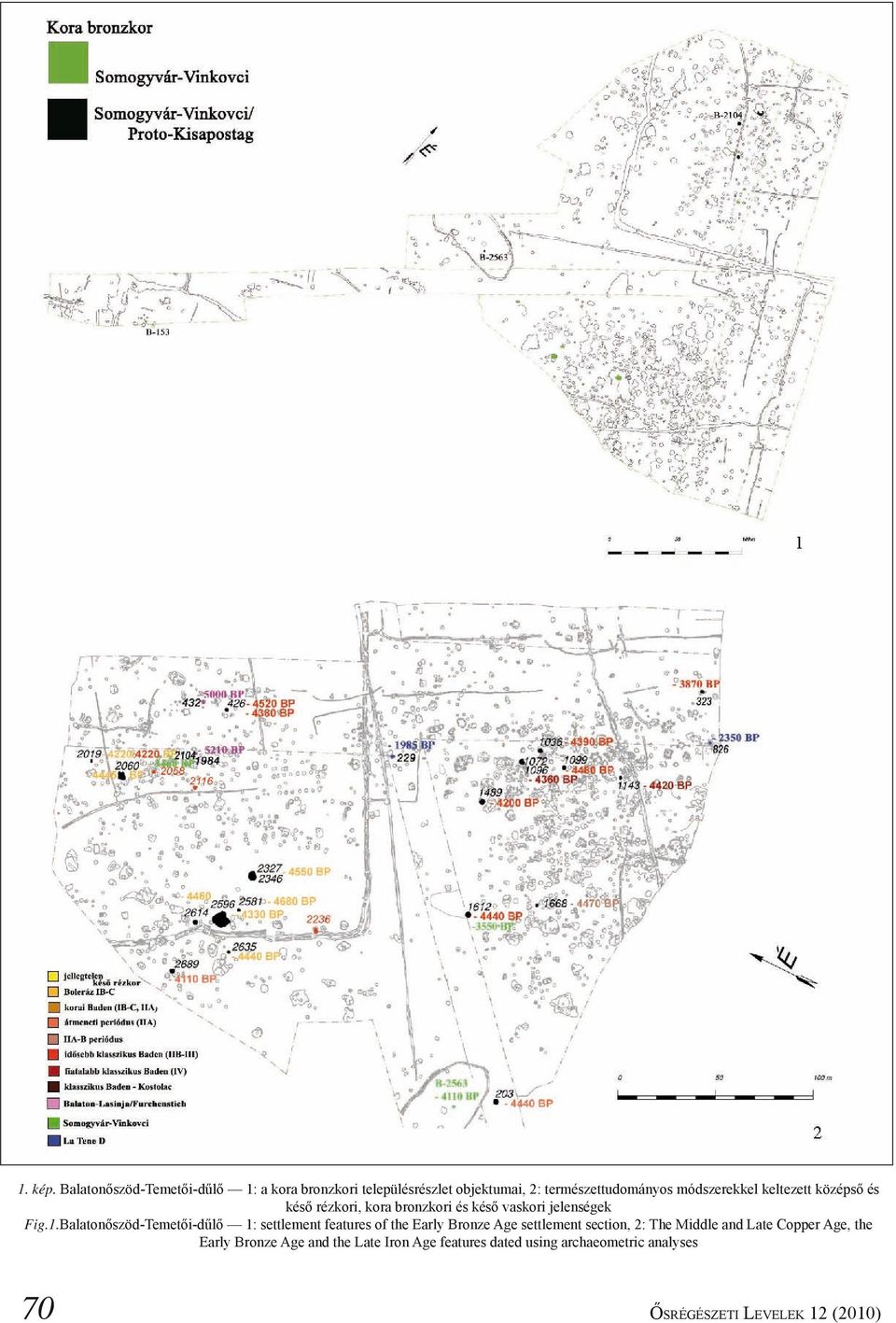 keltezett középső és késő rézkori, kora bronzkori és késő vaskori jelenségek Fig.1.