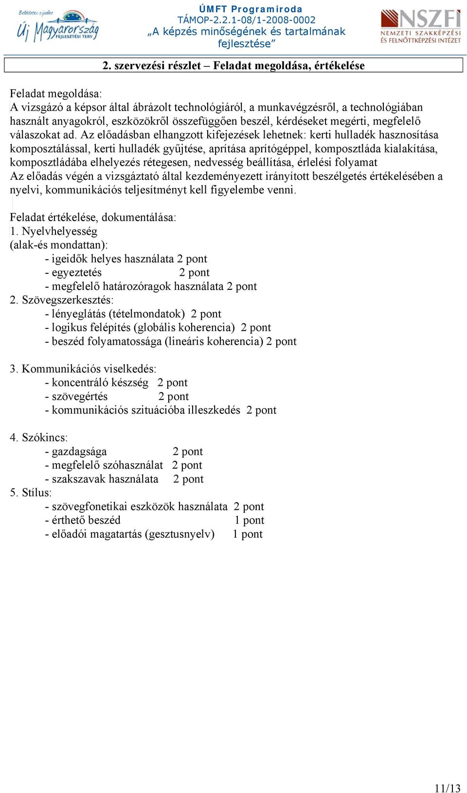 Az előadásban elhangzott kifejezések lehetnek: kerti hulladék hasznosítása komposztálással, kerti hulladék gyűjtése, aprítása aprítógéppel, komposztláda kialakítása, komposztládába elhelyezés