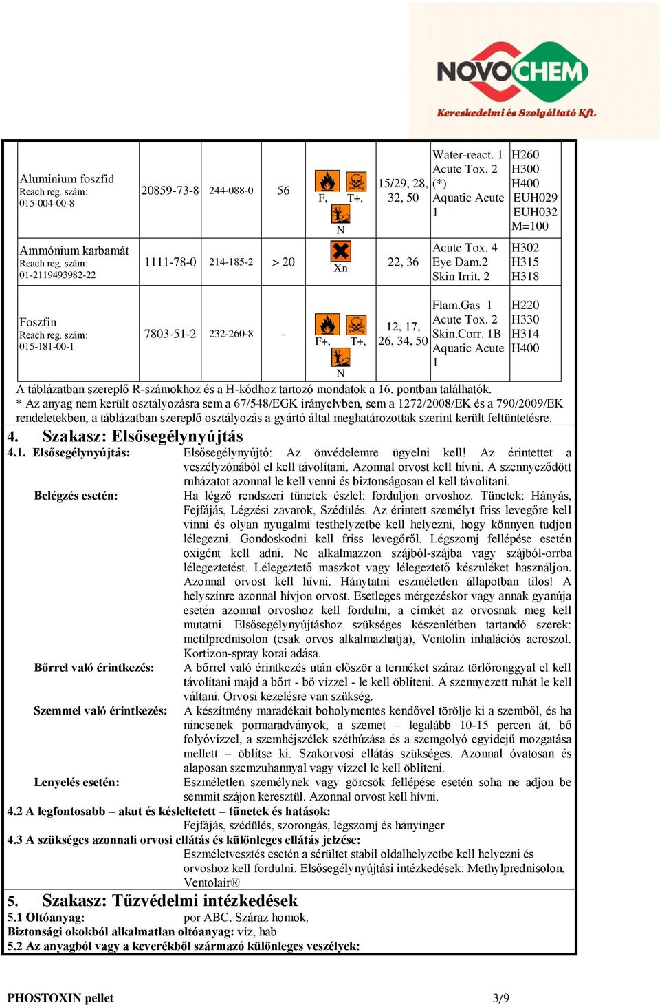 szám: 015-181-00-1 7803-51-2 232-260-8 - F+, N T+, 12, 17, 26, 34, 50 Flam.Gas 1 Acute Tox. 2 Skin.Corr.