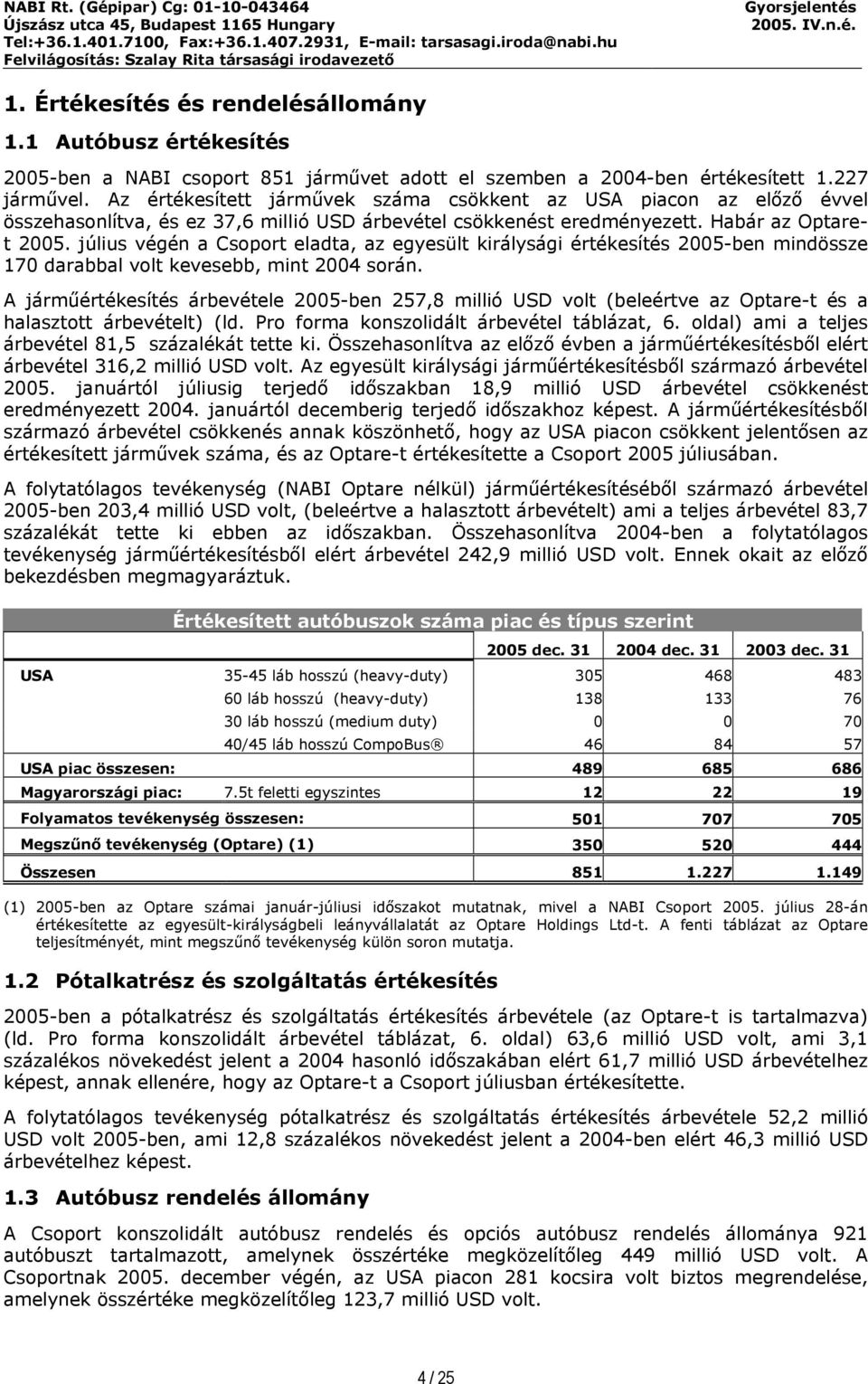 július végén a Csoport eladta, az egyesült királysági értékesítés 2005-ben mindössze 170 darabbal volt kevesebb, mint 2004 során.