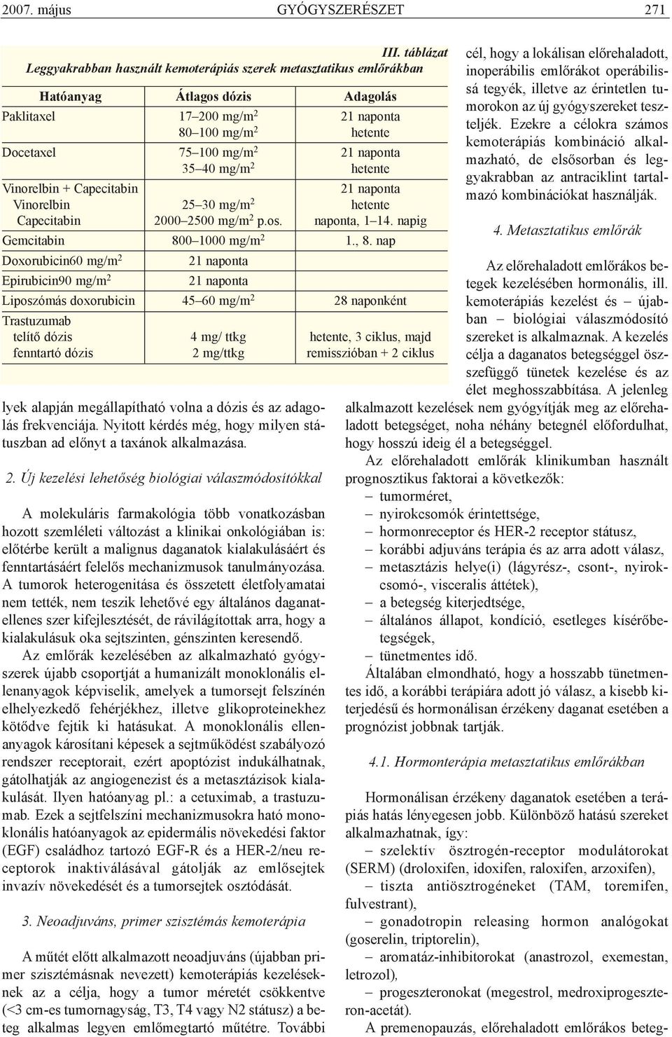 naponta 35 40 mg/m 2 hetente Vinorelbin + Capecitabin 21 naponta Vinorelbin 25 30 mg/m 2 hetente Capecitabin 2000 2500 mg/m 2 p.os. naponta, 1 14. napig Gemcitabin 800 1000 mg/m 2 1., 8.