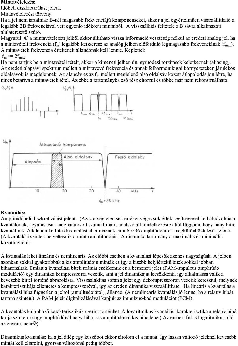 visszaállítás feltétele a B sávra alkalmazott aluláteresztő szűrő.