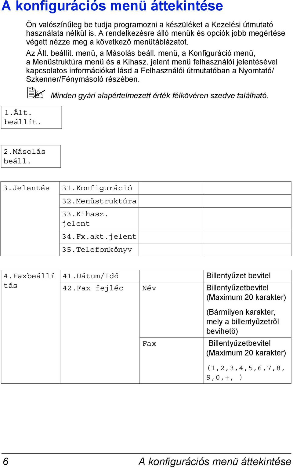 jelent menü felhasználói jelentésével kapcsolatos információkat lásd a Felhasználói útmutatóban a Nyomtató/ Szkenner/Fénymásoló részében.