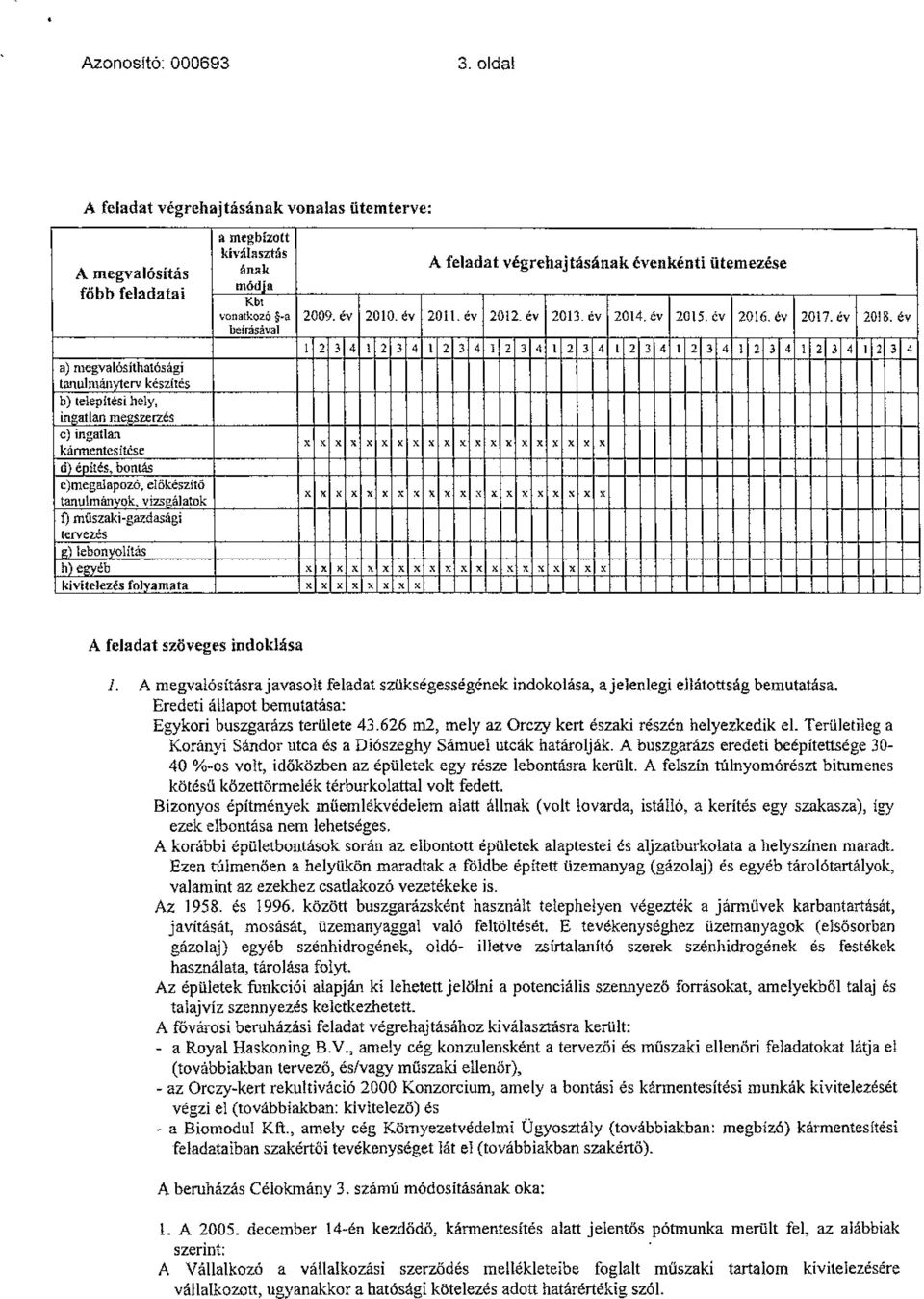 öké:;:zítö tanulmányok, vizsgálatok t) műs:zaki-gazdasági tervezés lebon olitás a megbízott kh :llaszt:ís ának A feladat végrehajtásának évenkénti ütemezése mód"a Kbl vonatkozó -a 2009. év 2010.