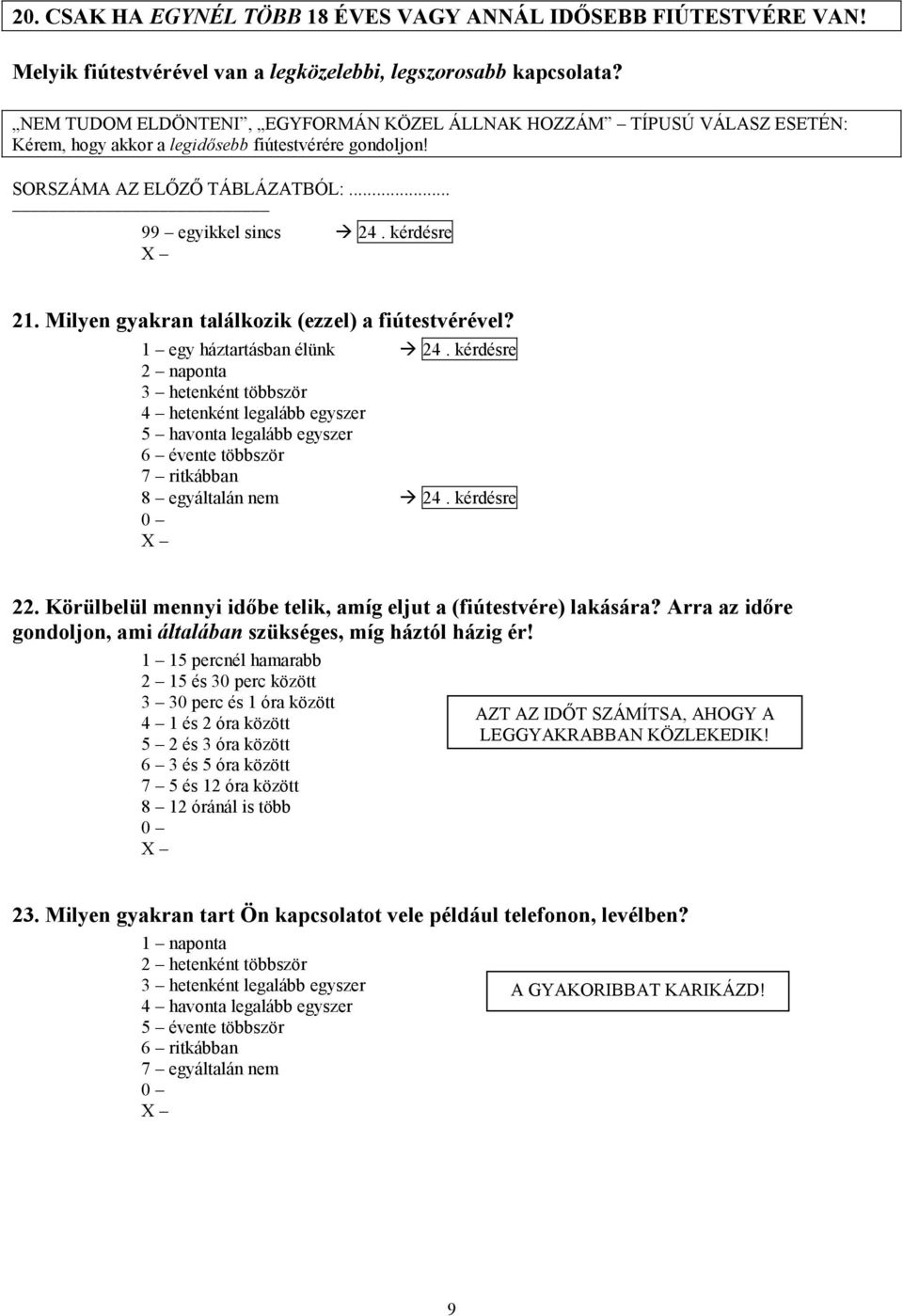 Milyen gyakran találkozik (ezzel) a fiútestvérével? 1 egy háztartásban élünk 24.