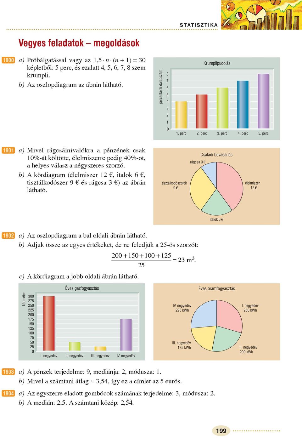 b) A kördiagram (élelmiszer, italok 6, tisztálkodószer 9 és rágcsa ) az ábrán látható.