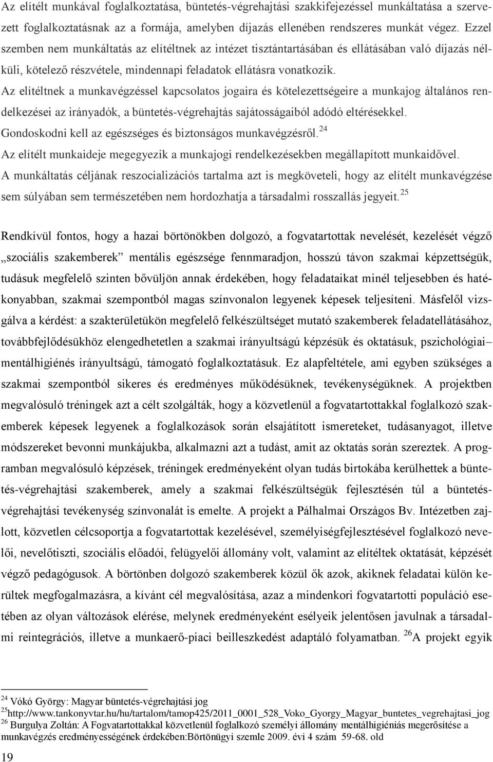 Az elítéltnek a munkavégzéssel kapcsolatos jogaira és kötelezettségeire a munkajog általános rendelkezései az irányadók, a büntetés-végrehajtás sajátosságaiból adódó eltérésekkel.