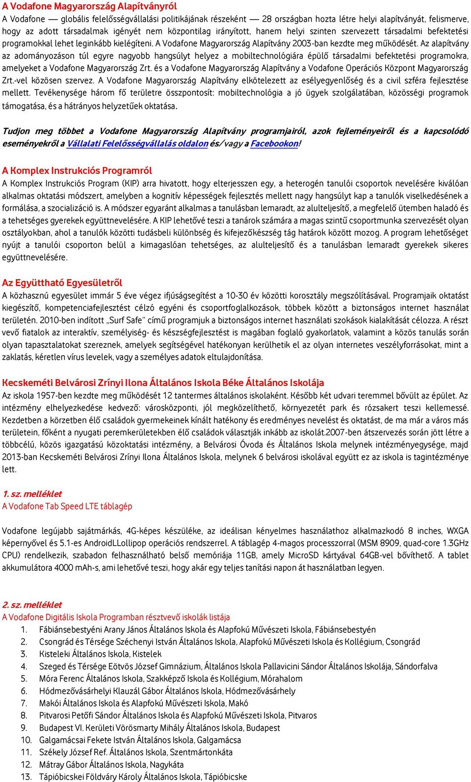 Az alapítvány az adományozáson túl egyre nagyobb hangsúlyt helyez a mobiltechnológiára épülő társadalmi befektetési programokra, amelyeket a Vodafone Magyarország Zrt.