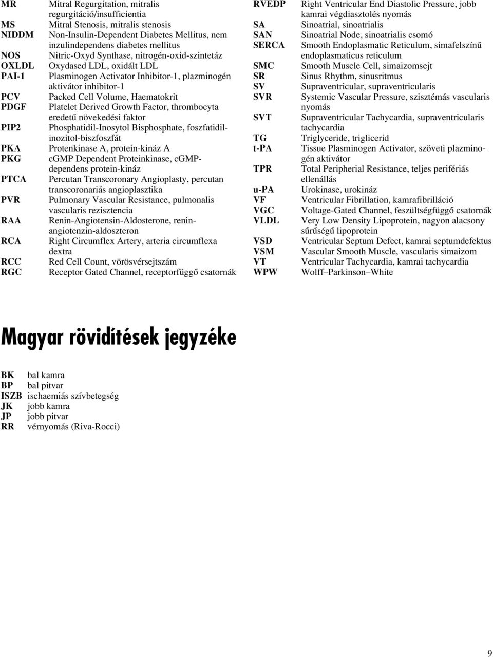 Cell Volume, Haematokrit Platelet Derived Growth Factor, thrombocyta eredetû növekedési faktor Phosphatidil-Inosytol Bisphosphate, foszfatidilinozitol-biszfoszfát Protenkinase A, protein-kináz A cgmp