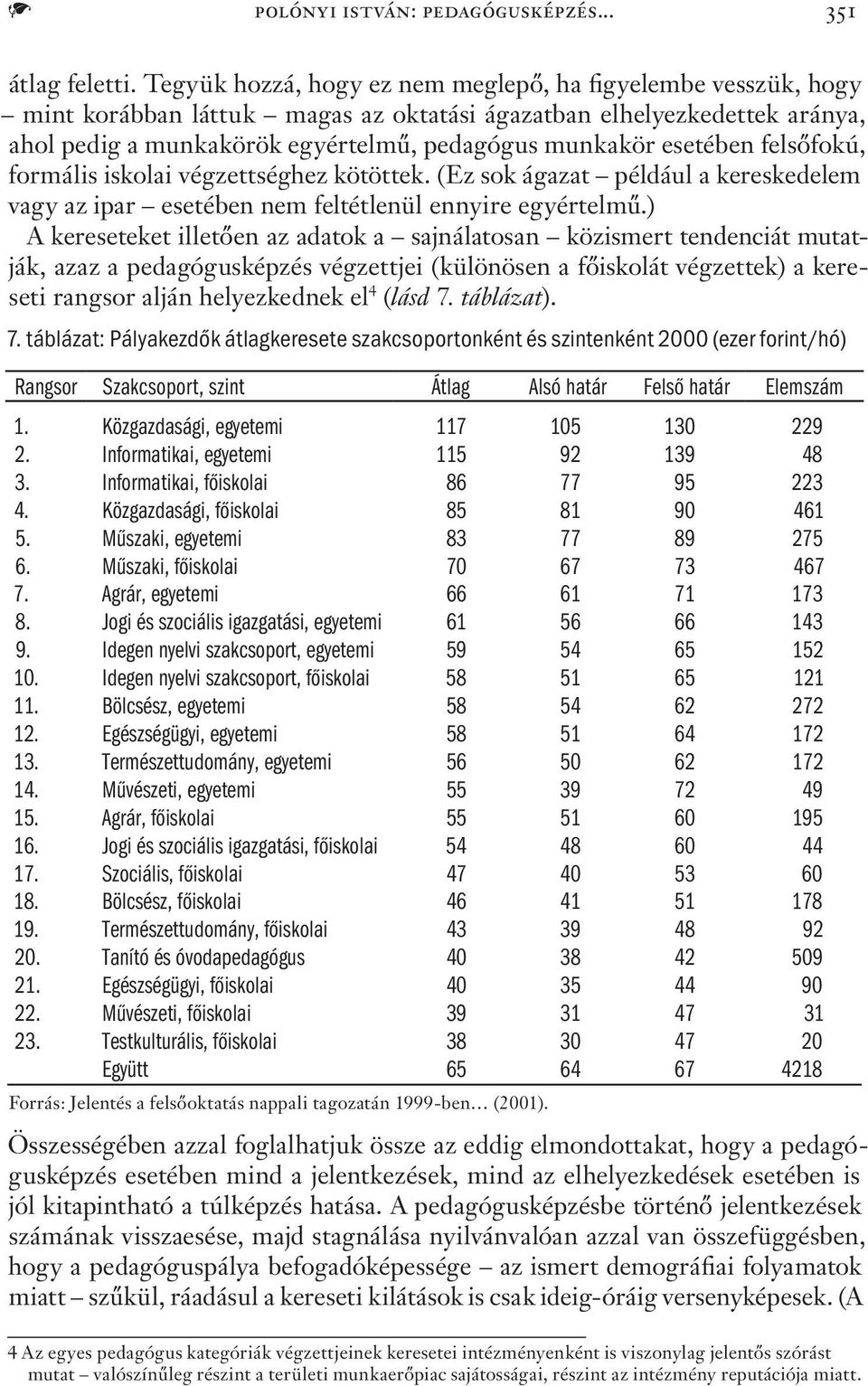 esetében felsőfokú, formális iskolai végzettséghez kötöttek. (Ez sok ágazat például a kereskedelem vagy az ipar esetében nem feltétlenül ennyire egyértelmű.