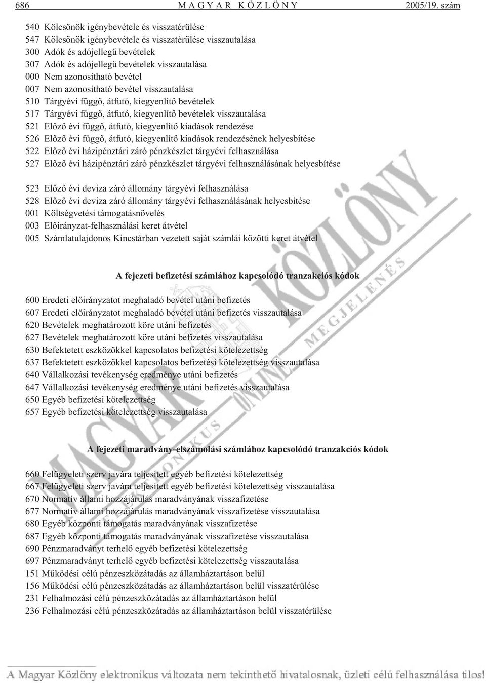 be vé te lek vissza uta lá sa 000 Nem azo no sít ha tó be vé tel 007 Nem azo no sít ha tó be vé tel vissza uta lá sa 510 Tárgy évi füg gõ, át fu tó, ki egyen lí tõ be vé te lek 517 Tárgy évi füg gõ,