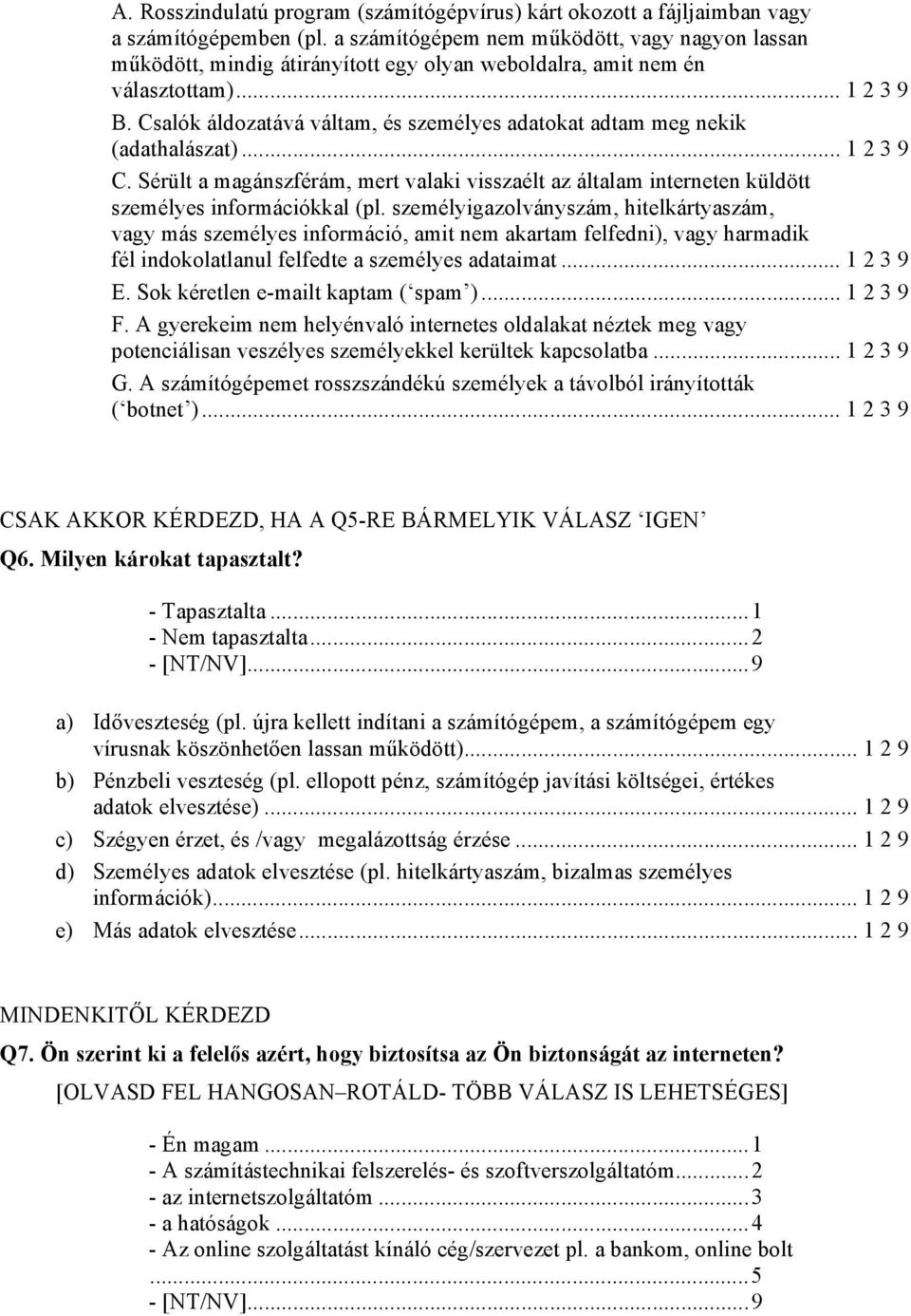 Csalók áldozatává váltam, és személyes adatokat adtam meg nekik (adathalászat)... 1 2 3 9 C. Sérült a magánszférám, mert valaki visszaélt az általam interneten küldött személyes információkkal (pl.