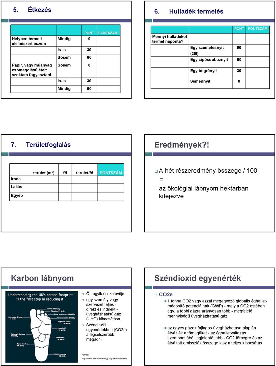 Egy szemetesnyit 90 (20l) Egy cipősdoboznyit 60 Egy bögrényit 30 Semennyit 0 SZÁM Mindig 60 7. Területfoglalás Eredmények?