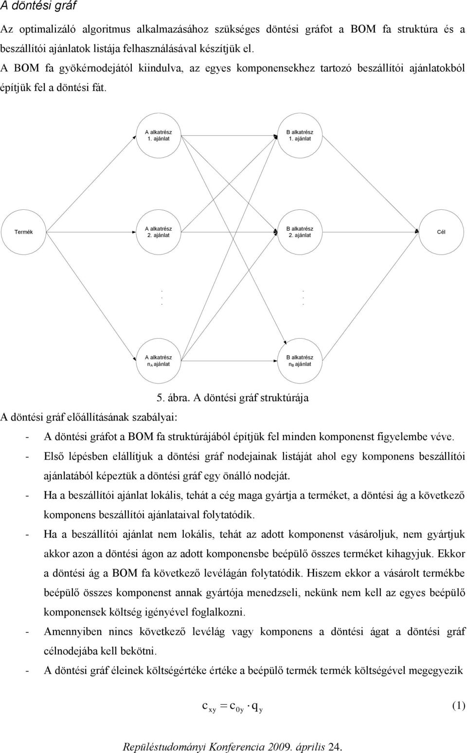 ajánlat 5 ábra A döntési gráf struktúrája A döntési gráf előállításának szabályai: - A döntési gráfot a BOM fa struktúrájából építjük fel minden komponenst figyelembe véve - Első lépésben elállítjuk