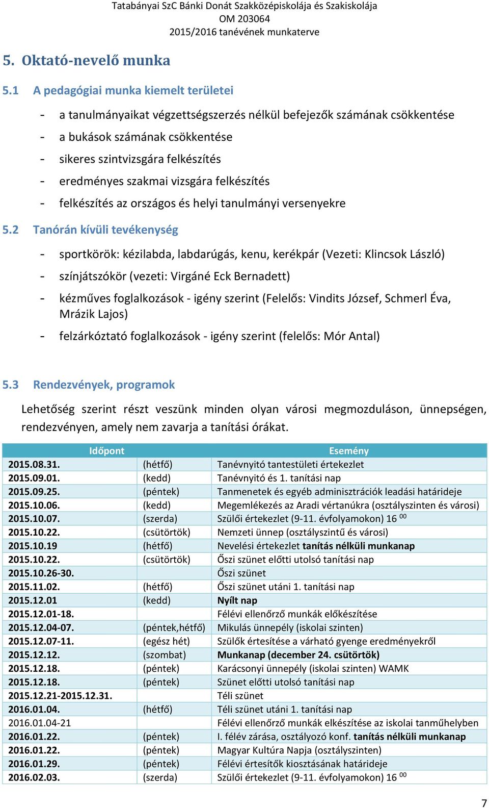 szakmai vizsgára felkészítés - felkészítés az országos és helyi tanulmányi versenyekre 5.