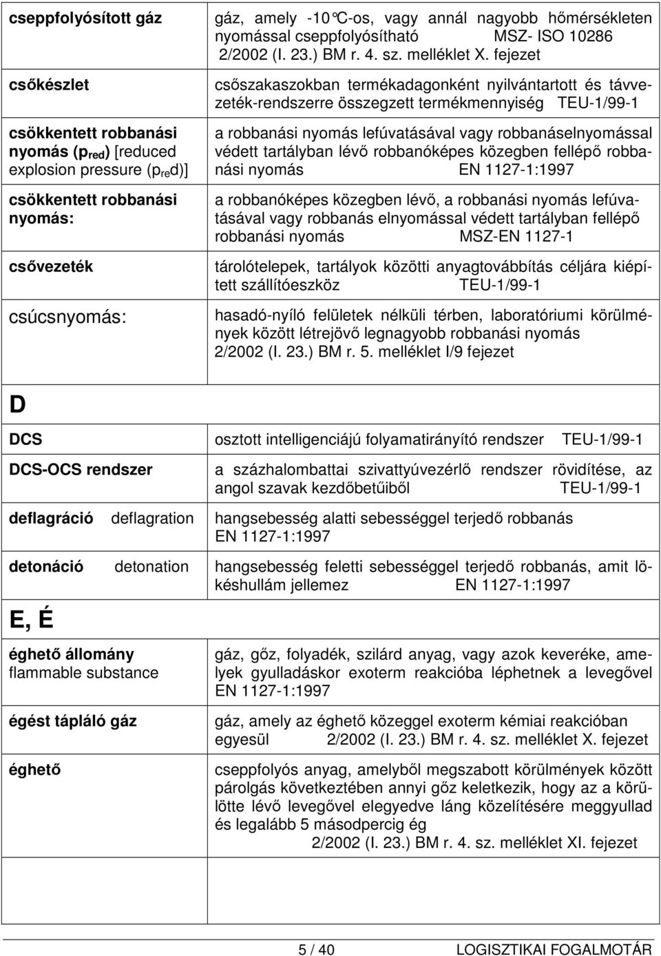 fejezet csőszakaszokban termékadagonként nyilvántartott és távvezeték-rendszerre összegzett termékmennyiség a robbanási nyomás lefúvatásával vagy robbanáselnyomással védett tartályban lévő