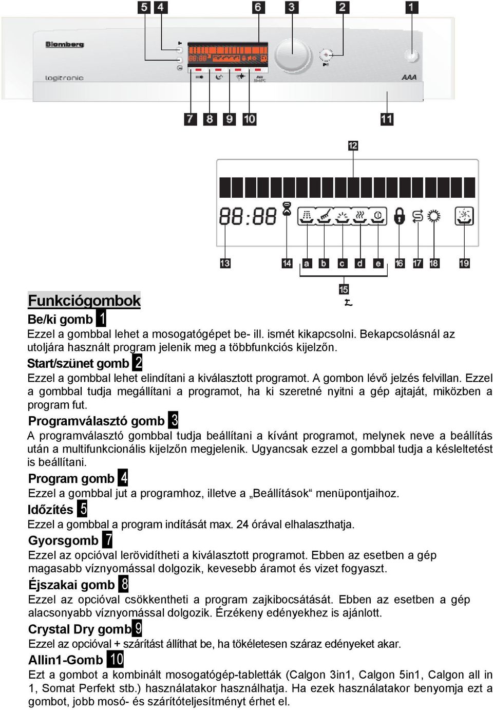 Ezzel a gombbal tudja megállítani a programot, ha ki szeretné nyitni a gép ajtaját, miközben a program fut.