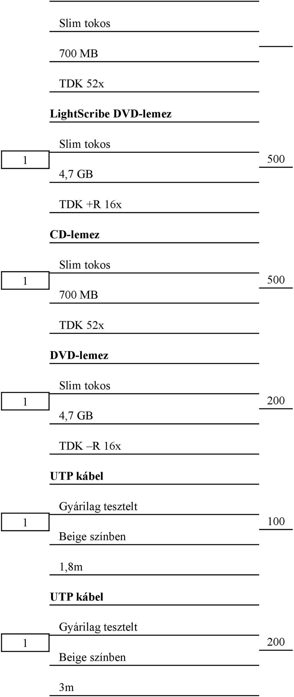 52x DVD-lemez Slim tokos 4,7 GB TDK R 6x UTP kábel
