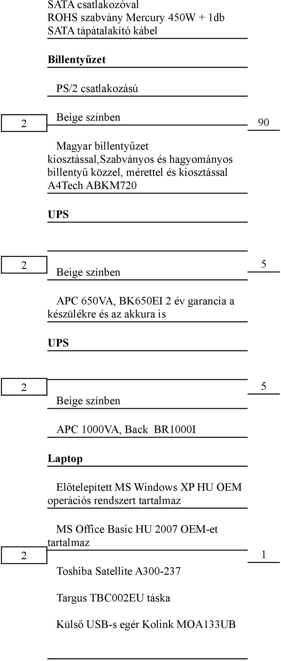 garancia a készülékre és az akkura is UPS 5 2 2 APC 000VA, Back BR000I Laptop Előtelepített MS Windows XP HU OEM operációs