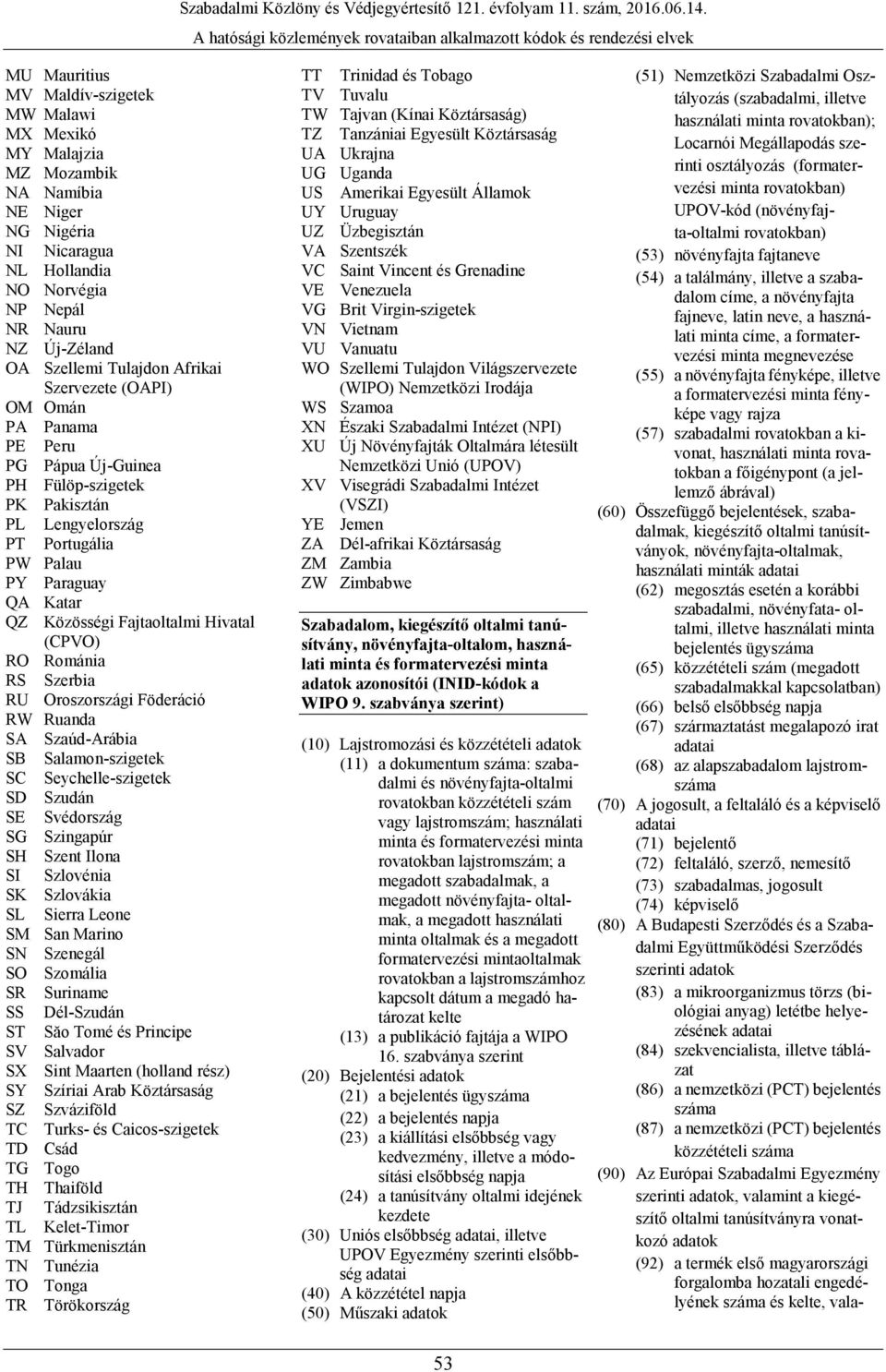 Portugália PW Palau PY Paraguay QA Katar QZ Közösségi Fajtaoltalmi Hivatal (CPVO) RO Románia RS Szerbia RU Oroszországi Föderáció RW Ruanda SA Szaúd-Arábia SB Salamon-szigetek SC Seychelle-szigetek