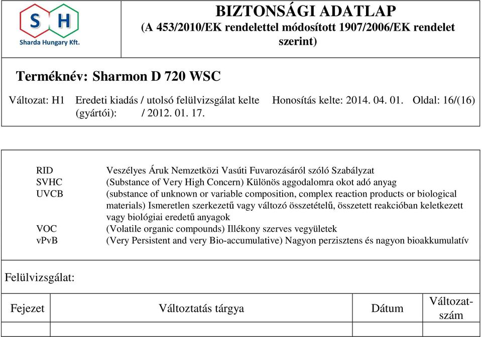 okot adó anyag (substance of unknown or variable composition, complex reaction products or biological materials) Ismeretlen szerkezetű vagy változó