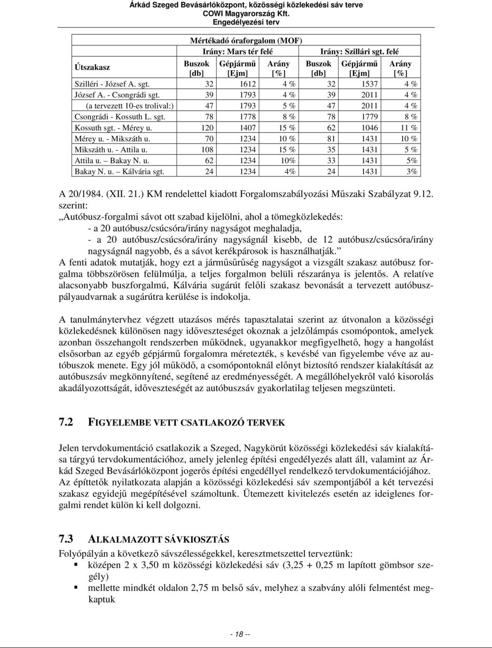 39 1793 4 % 39 2011 4 % (a tervezett 10-es trolival:) 47 1793 5 % 47 2011 4 % Csongrádi - Kossuth L. sgt. 78 1778 8 % 78 1779 8 % Kossuth sgt. - Mérey u. 120 1407 15 % 62 1046 11 % Mérey u.