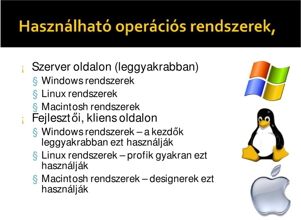 rendszerek a kezdők leggyakrabban ezt használják Linux rendszerek