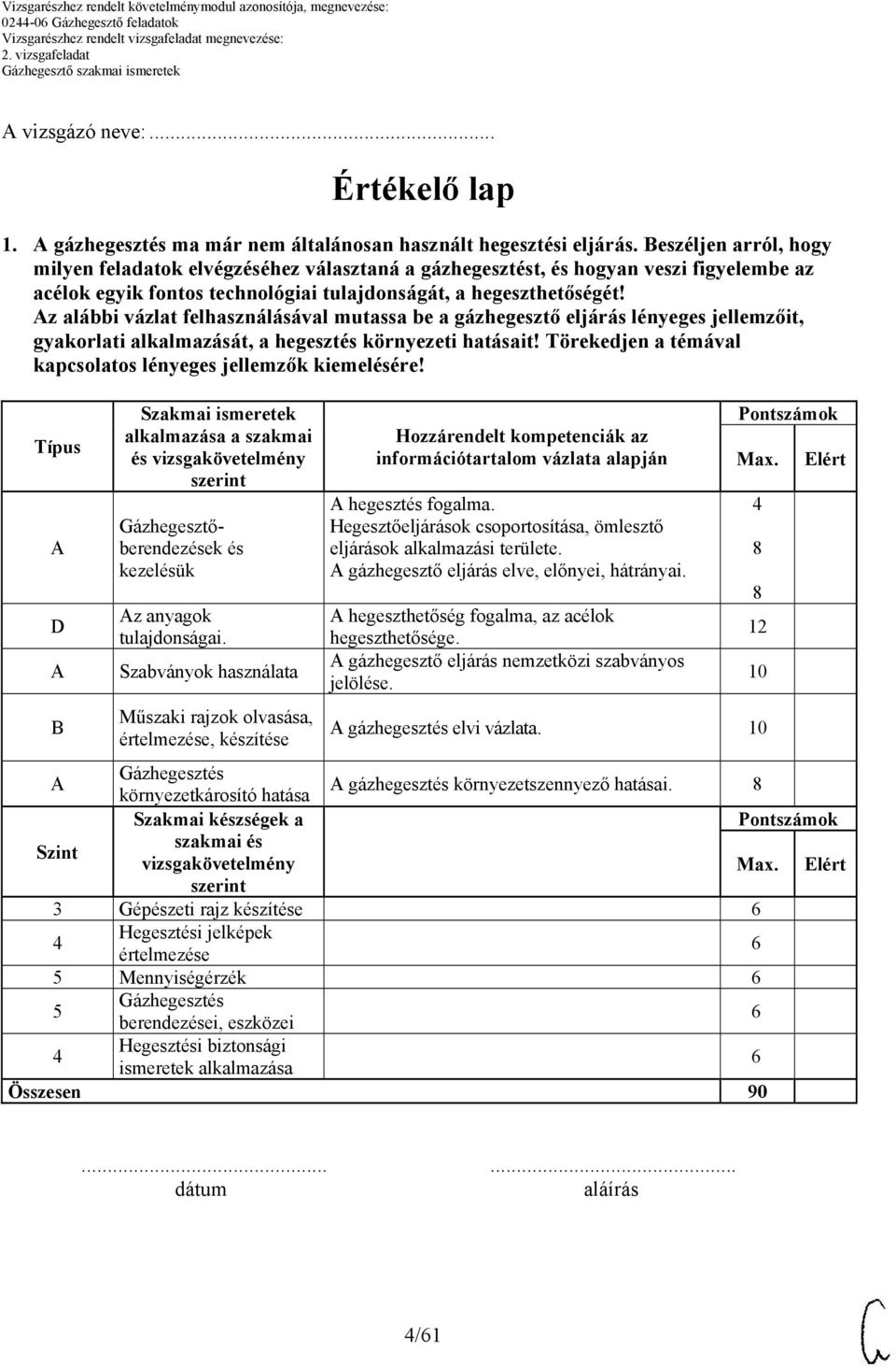 z alábbi vázlat felhasználásával mutassa be a gázhegesztő eljárás lényeges jellemzőit, gyakorlati alkalmazását, a hegesztés környezeti hatásait!