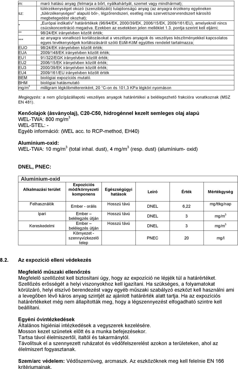 csúcskoncentráció megadva. Ezekben az esetekben jelen melléklet 1.3.