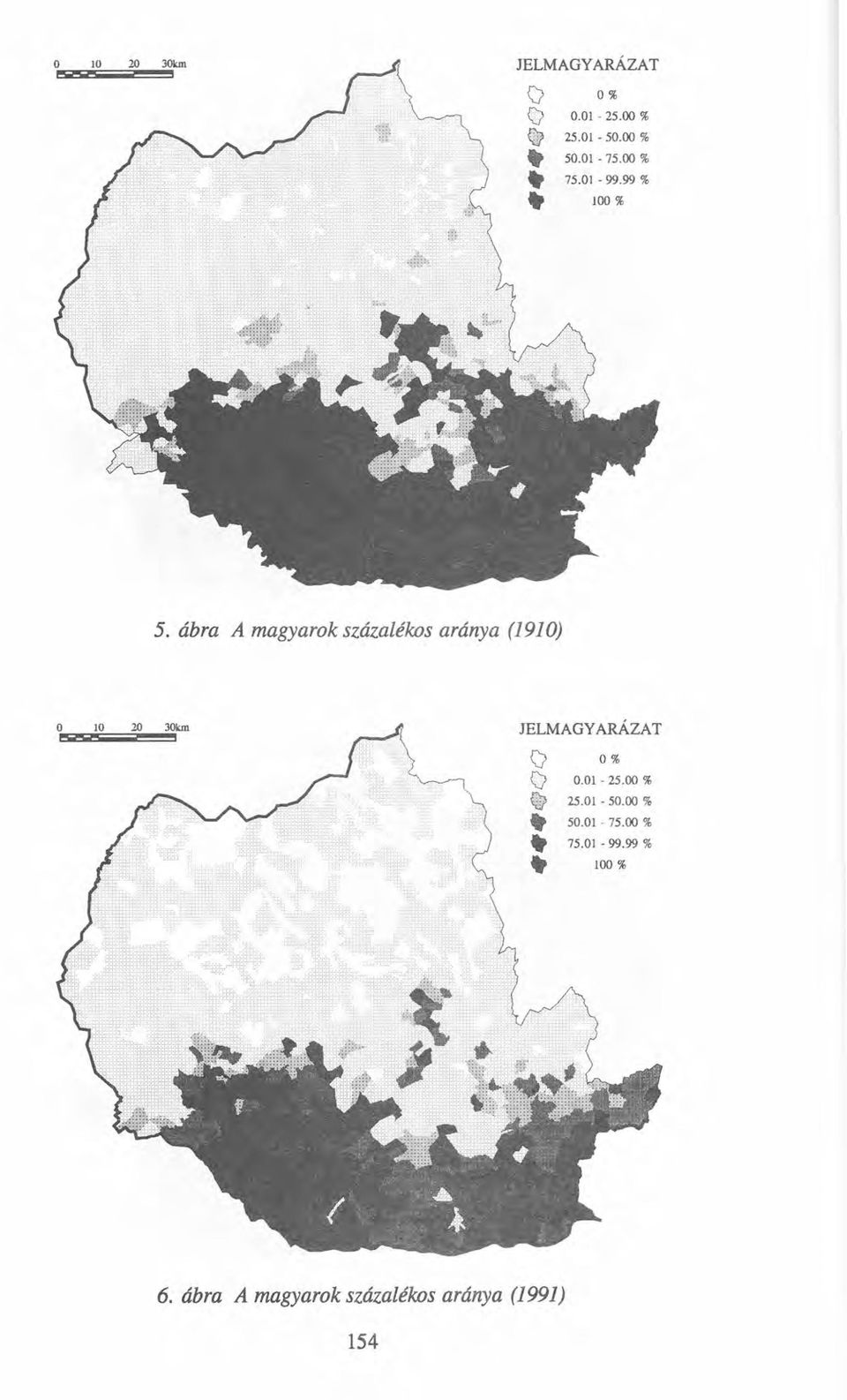 ábra A magyarok százalékos aránya (1910) o 10 20 30km H JELMAGY ARÁZAT \]