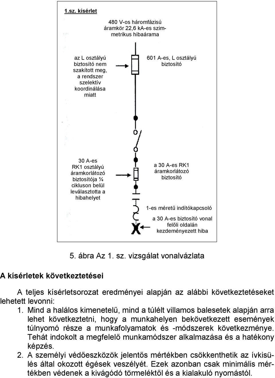 kezdeményezett hiba A kísérletek következtetései 5. ábra Az 1. sz. vizsgálat vonalvázlata A teljes kísérletsorozat eredményei alapján az alábbi következtetéseket lehetett levonni: 1.