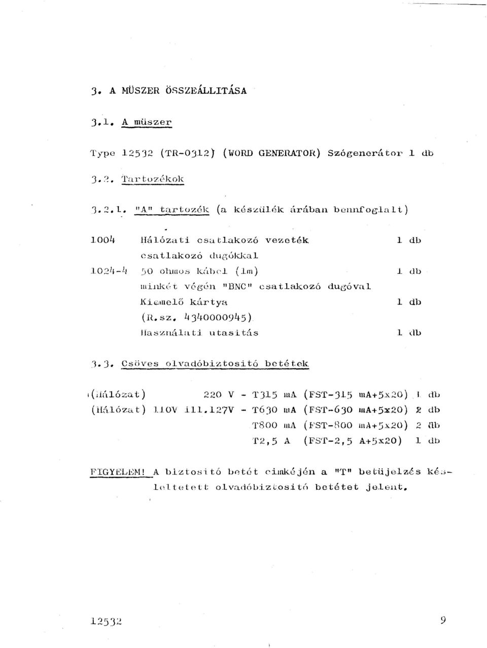 .:: neö kártya db (R.sz. 434000094) as:~:náati utasítás 1 du '3. J. Cséives ovadóbiztosító betéte\. 1 (dú.óza t) 220 v - TJS ma (FST-31 ma+.x20) dl (Háóza. t) UO\' i.