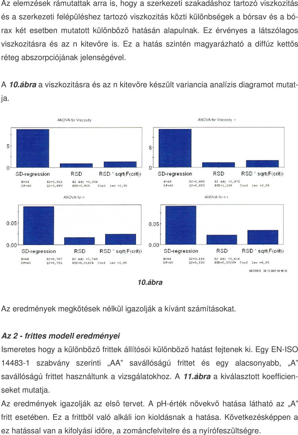 ábra a viszkozitásra és az n kitevre készült variancia analízis diagramot mutatja. 10.ábra Az eredmények megkötések nélkül igazolják a kívánt számításokat.