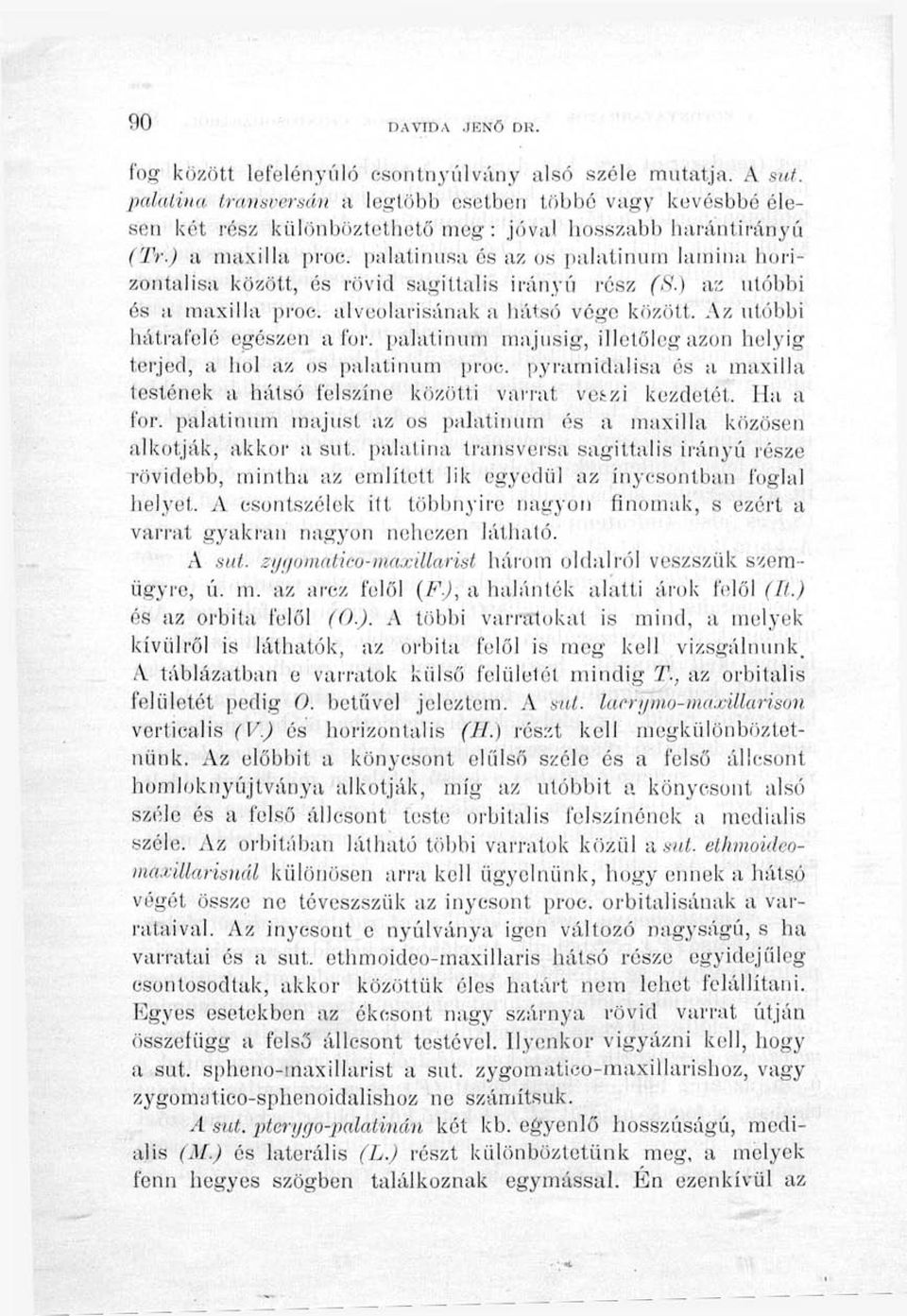 sa és az os palatinum lamina, horizontalisa között, és rövid sagittalis irányú rész (S.) az utóbbi és a maxilla proc. alveolarisának a hátsó vége között. Az utóbbi hátrafelé egészen a foi'.