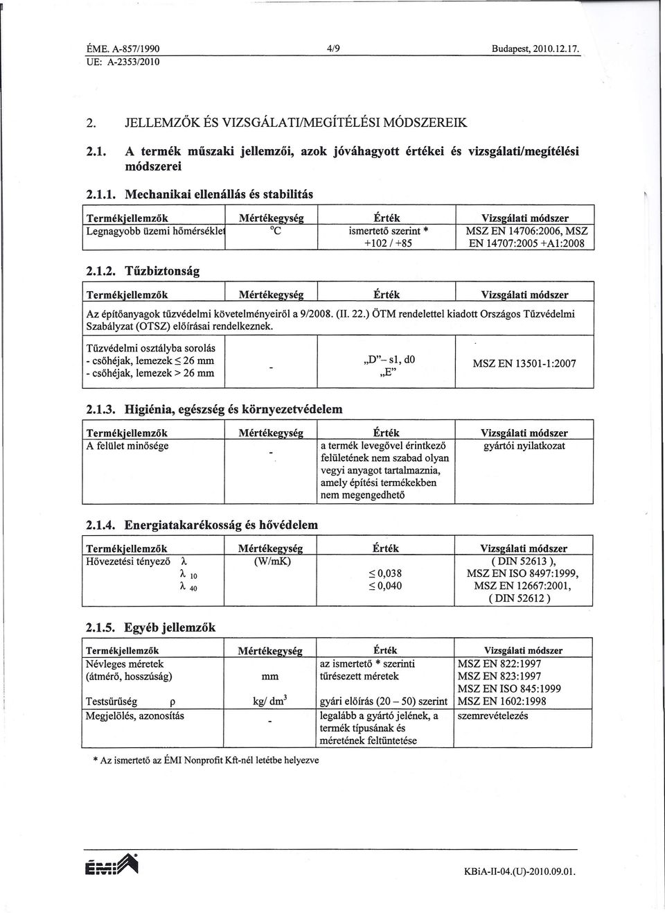 1.2. Tfizbiztonsag Termeki ellemzok Ertek Az epitoanyagok tuzvedelmi kovetelmenyeirol a 9/2008. (II. 22.) OTM rendelettel kiadott Orszagos Tuzvedelmi Szabalyzat (OTSZ) elofrasai rendelkeznek.