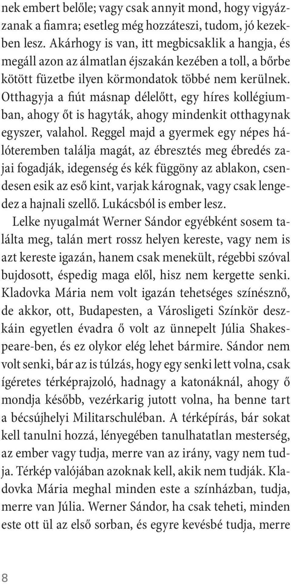 Otthagyja a fiút másnap délelőtt, egy híres kollégiumban, ahogy őt is hagyták, ahogy mindenkit otthagynak egyszer, valahol.