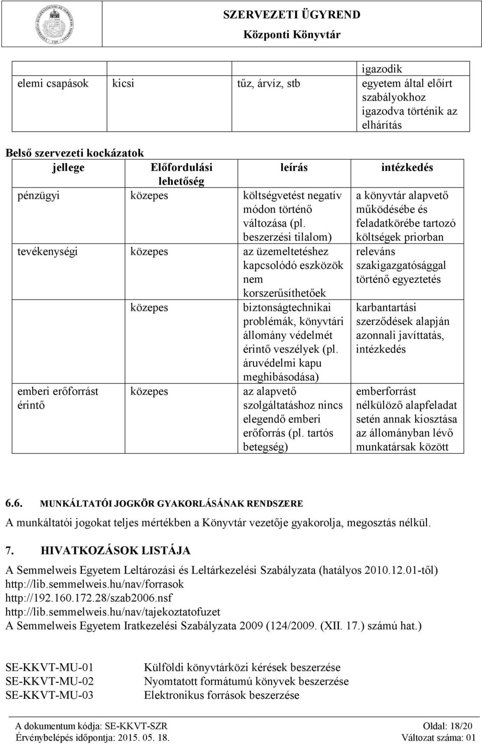 beszerzési tilalom) tevékenységi közepes az üzemeltetéshez kapcsolódó eszközök nem korszerűsíthetőek közepes biztonságtechnikai problémák, könyvtári állomány védelmét érintő veszélyek (pl.