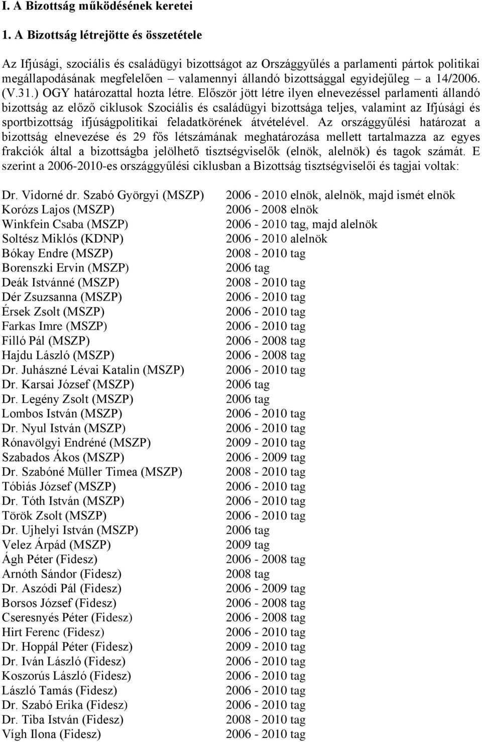 egyidejűleg a 14/2006. (V.31.) OGY határozattal hozta létre.