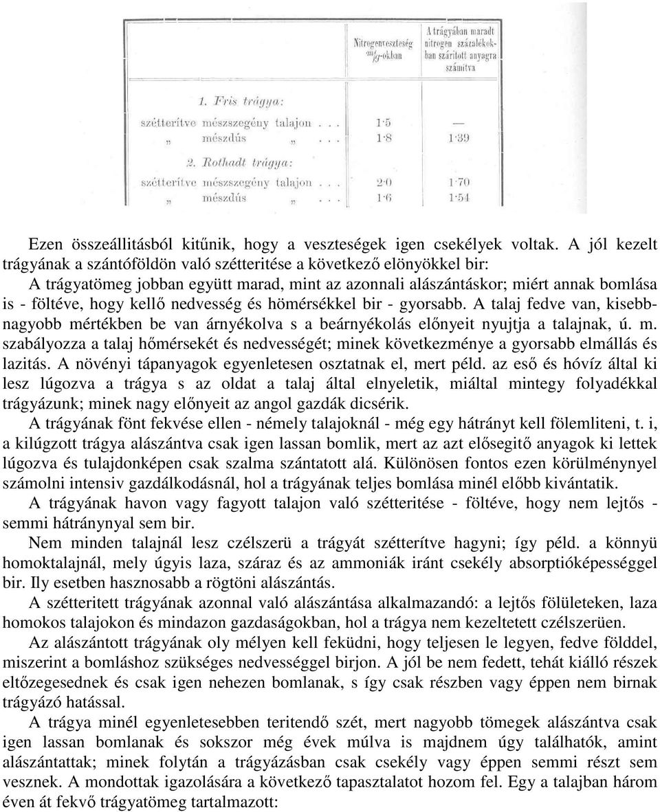 nedvesség és hömérsékkel bir - gyorsabb. A talaj fedve van, kisebbnagyobb mértékben be van árnyékolva s a beárnyékolás elınyeit nyujtja a talajnak, ú. m. szabályozza a talaj hımérsekét és nedvességét; minek következménye a gyorsabb elmállás és lazitás.