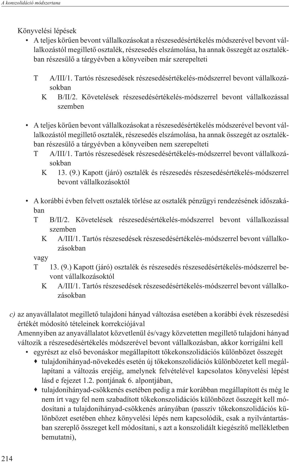 Követelések részesedésértékelés-módszerrel bevont vállalkozással szemben A teljes körûen bevont vállalkozásokat a részesedésértékelés módszerével bevont vállalkozástól megilletõ osztalék, részesedés