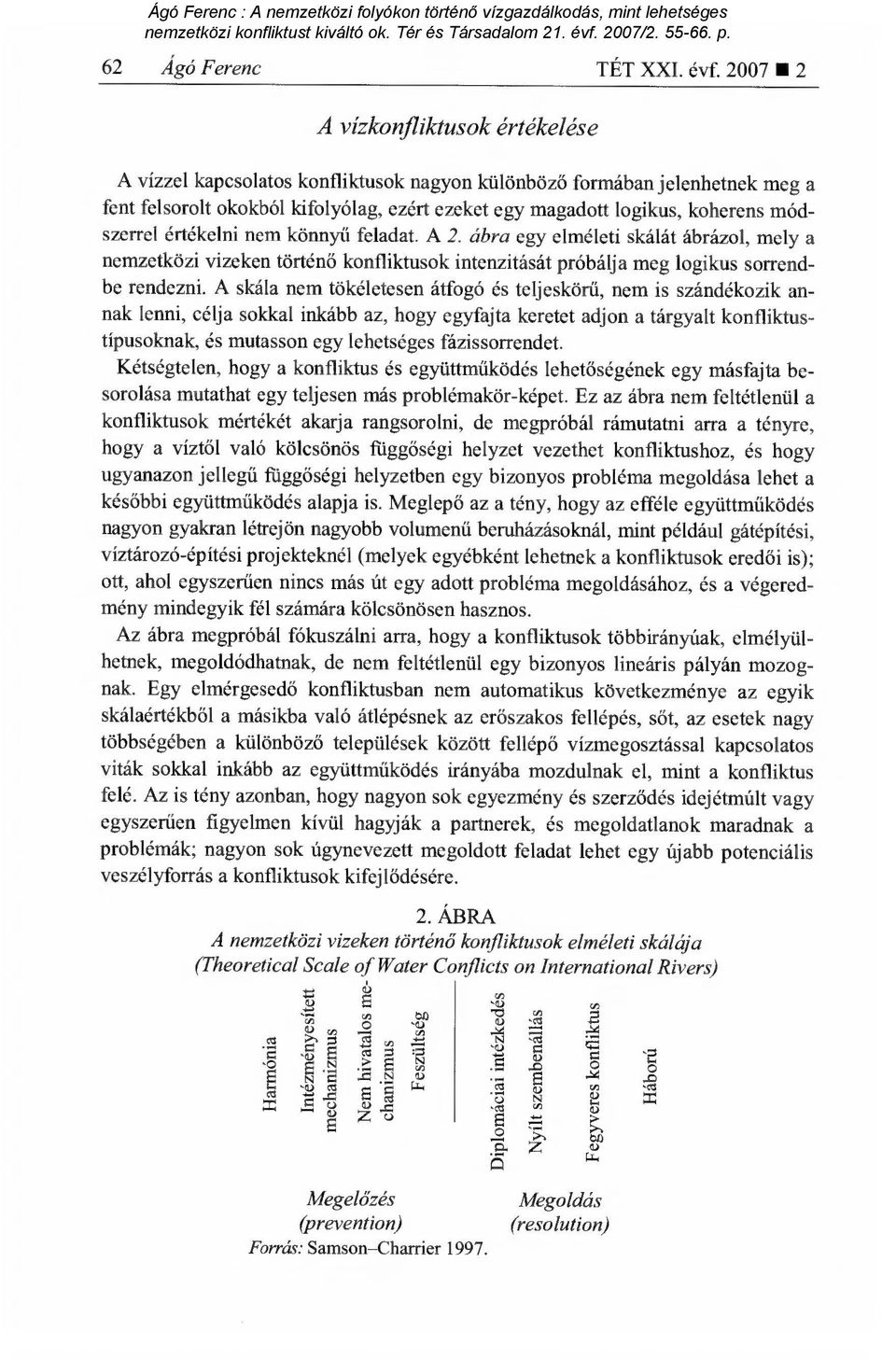 módszerrel értékelni nem könnyű feladat. A 2. ábra egy elméleti skálát ábrázol, mely a nemzetközi vizeken történ ő konfliktusok intenzitását próbálja meg logikus sorrendbe rendezni.