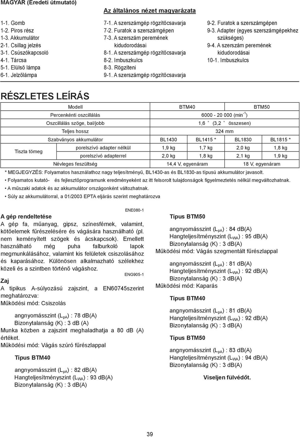 Furatok a szerszámgépen 9-. Adapter (egyes szerszámgépekhez szükséges) 9-4. A szerszám peremének kidudorodásai 0-.