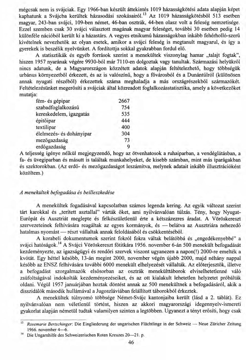 Ezzel szemben csak 30 svájci választott magának magyar feleséget, további 30 esetben pedig 14 különféle nációból került ki a házastárs.