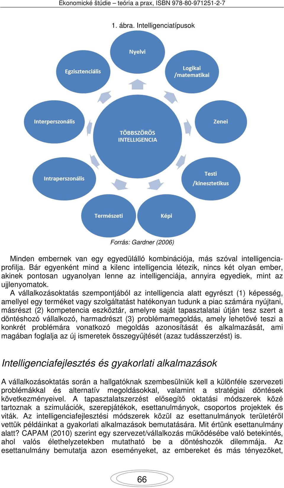 A vállalkozásoktatás szempontjából az intelligencia alatt egyrészt (1) képesség, amellyel egy terméket vagy szolgáltatást hatékonyan tudunk a piac számára nyújtani, másrészt (2) kompetencia